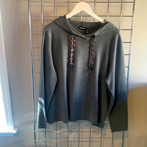 New Grey Sweater with Hoodie and Jewels… - Picture 1 of 4